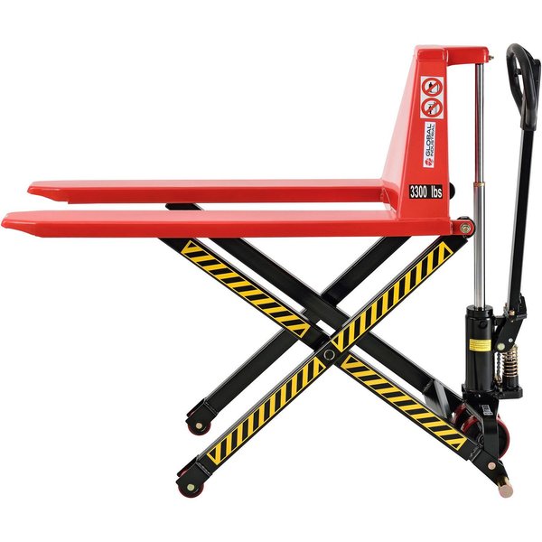 Global Industrial Manual High-Lift Skid Jack Truck, 3300 Lb. Capacity, 27 x 45 Forks 989006